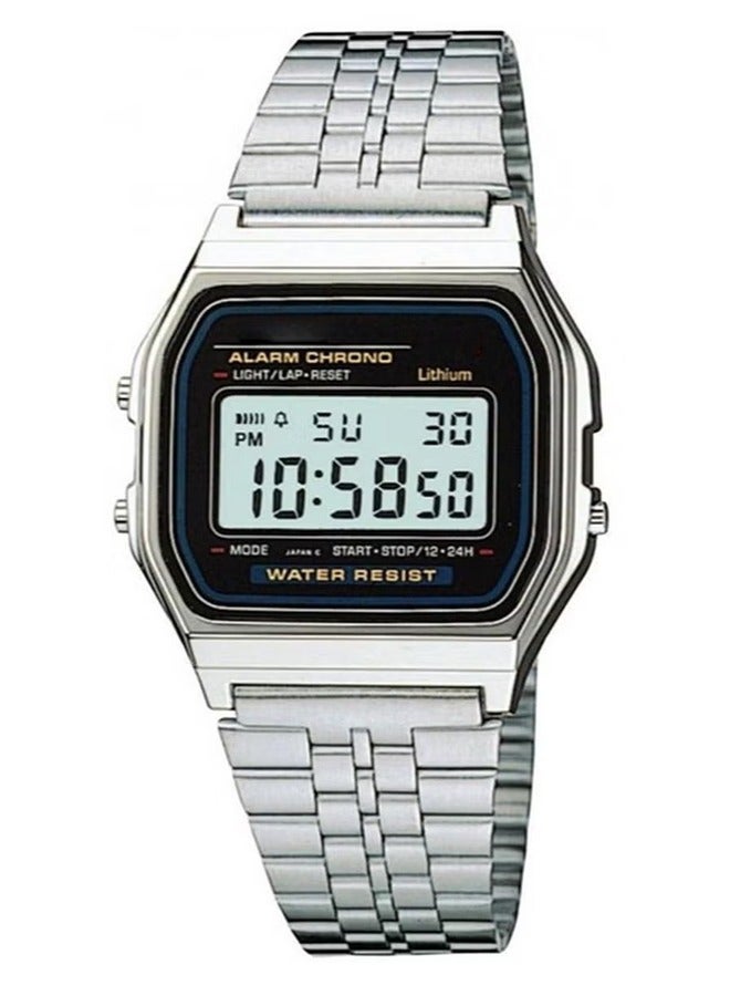 ساعة رقمية مقاومة للماء، ساعة كوارتز مستديرة مع حزام من الفولاذ المقاوم للصدأ، ساعة كوارتز للعرض الرقمي الكلاسيكي 33 ملم - Image 1